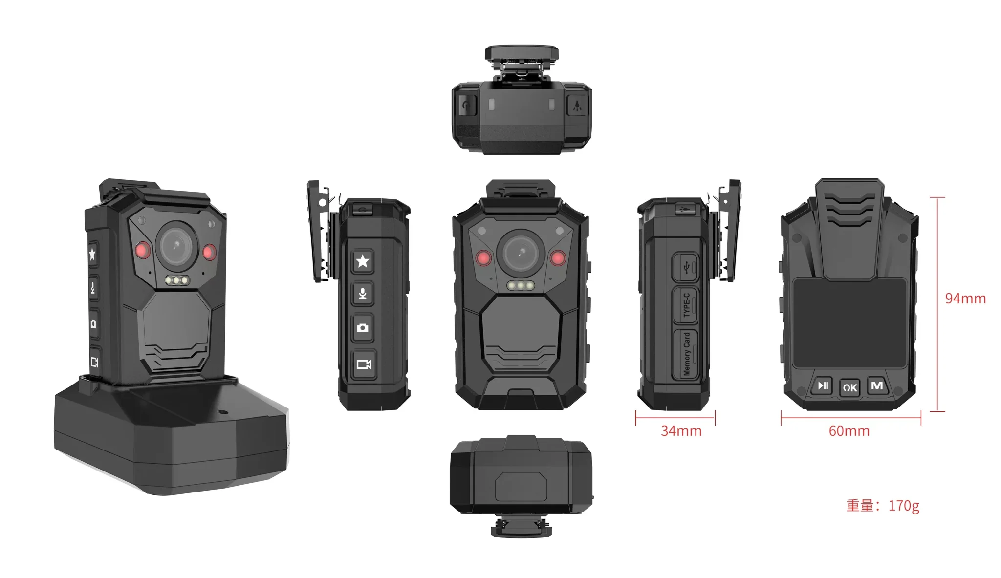 Full HD 1080P Portable 4g Wifi Gps IP68 Wearable Security Body Worn Camera