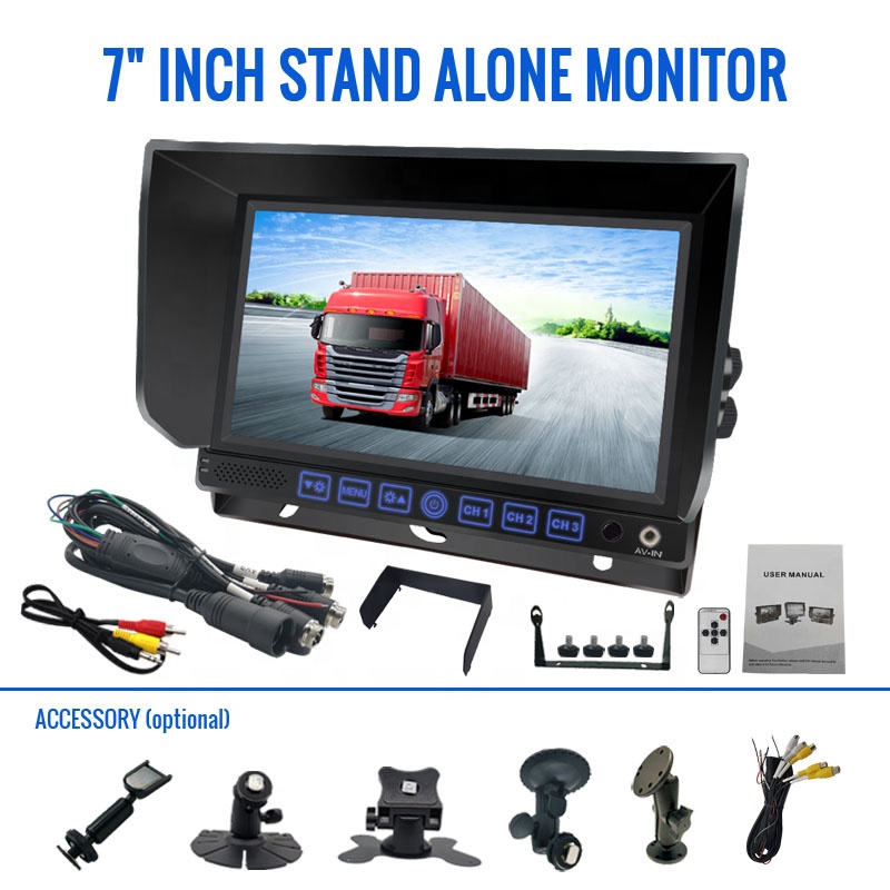 7 Inch AHD Car Monitor Front and Rear Side View with Reverse Camera for Truck