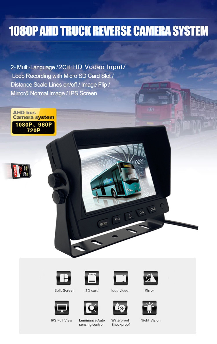 5 Inch 2-Channel DVR Backup Camera with Touch Screen